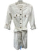 Shoshanna Size 4 White & Gold Cotton Denim 3/4 Sleeve Gold Buttons Dress White & Gold / 4