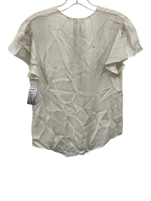 Rebecca Taylor Size 2 Off White Silk V Neck Ruffle Sleeves V Neck Top Off White / 2