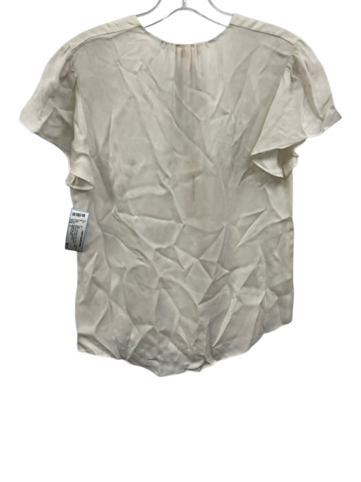 Rebecca Taylor Size 2 Off White Silk V Neck Ruffle Sleeves V Neck Top Off White / 2