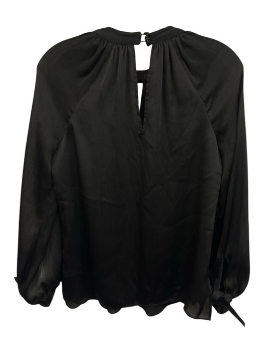 Trina Turk Size XS Black Polyester Keyhole Back V Neck Long Sleeve Textured Top Black / XS