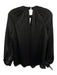 Trina Turk Size XS Black Polyester Keyhole Back V Neck Long Sleeve Textured Top Black / XS