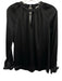 Trina Turk Size XS Black Polyester Keyhole Back V Neck Long Sleeve Textured Top Black / XS