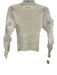 Milly Size P Off White Viscose Blend Ribbed 3D floral applique Sheer Sleeve Top Off White / P