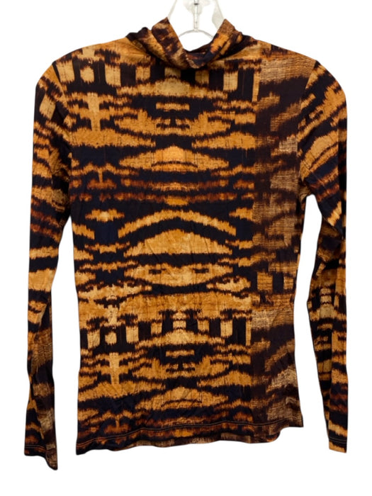 Ulla Johnson Size P Brown & Multi Rayon Blend Printed Long Sleeve Top Brown & Multi / P