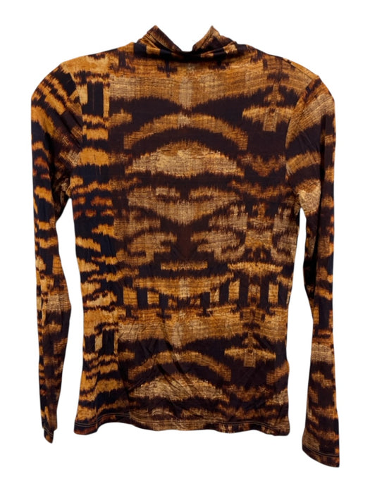 Ulla Johnson Size P Brown & Multi Rayon Blend Printed Long Sleeve Top Brown & Multi / P