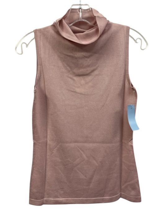 Kinross Size XS Pink Silk & Cashmere Turtleneck Sleeveless Solid Top Pink / XS