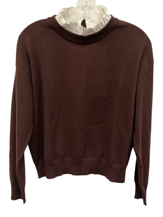 Suncoo Size 0 Dark Brown Poly Blend Mock Collar Long Sleeve Sweater Dark Brown / 0