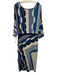 Misa Size M Blue & White Viscose Blend Half Sleeve Printed Leg Slit Dress Blue & White / M