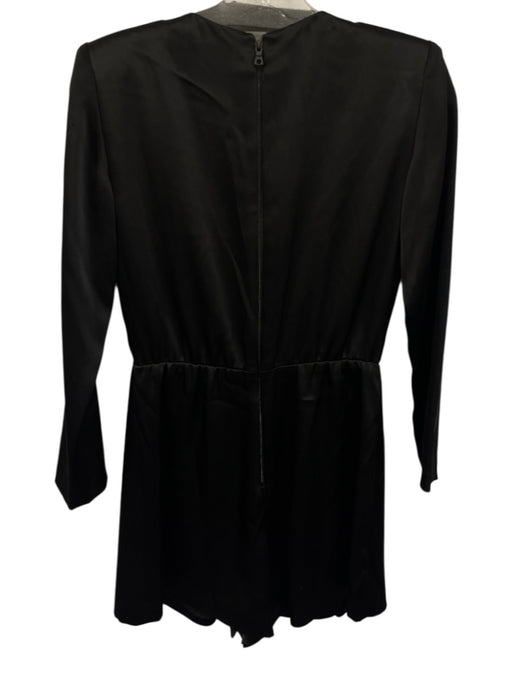 Alice + Olivia Size 2 Black Triacetate Blend V Neck Zip Back Long Sleeve Romper Black / 2