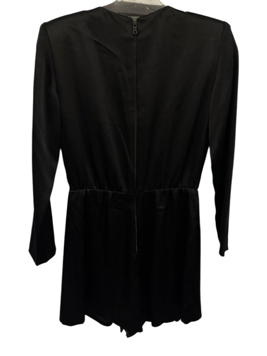 Alice + Olivia Size 2 Black Triacetate Blend V Neck Zip Back Long Sleeve Romper Black / 2