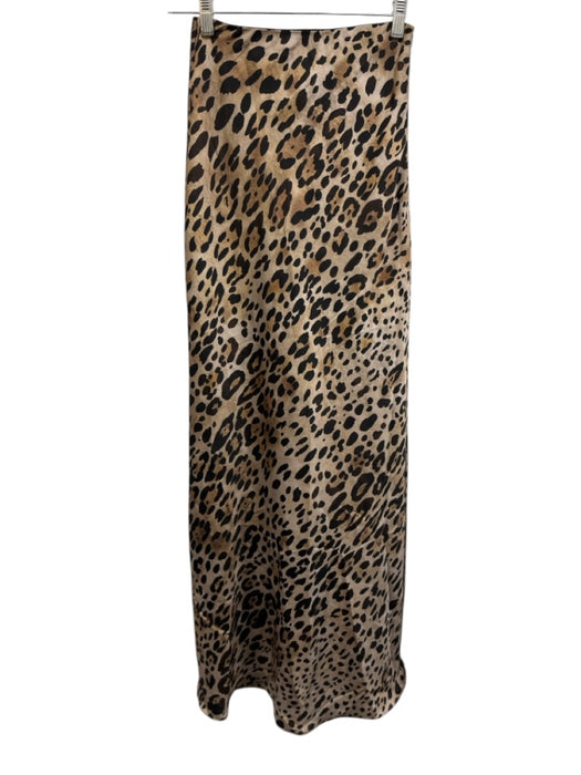 Misa Size XS Tan & multi Polyester Leopard Elastic Waist Maxi Skirt Tan & multi / XS