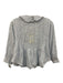 Kerri Rosenthal Size XS Blue & White Cotton Striped Ruffles Button Front Top Blue & White / XS