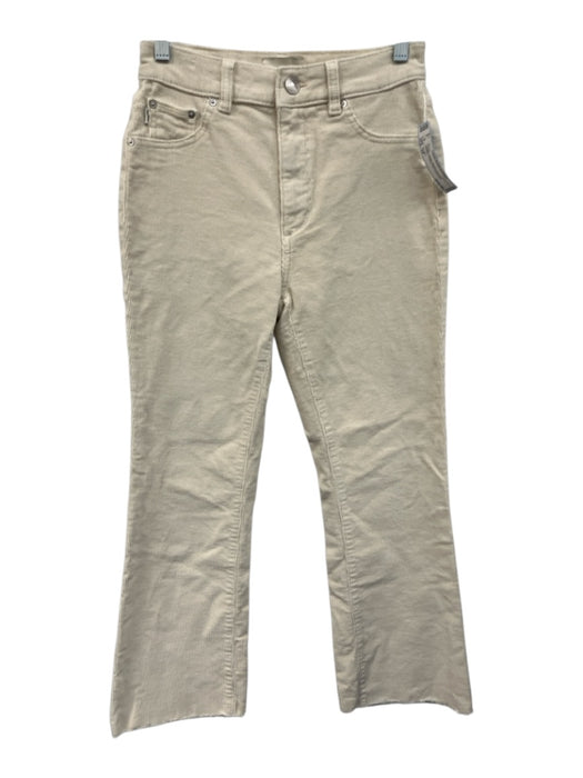 DL1961 Size 24 Cream Cotton Ribbed Zip Front Straight Frayed Hem Pants Cream / 24