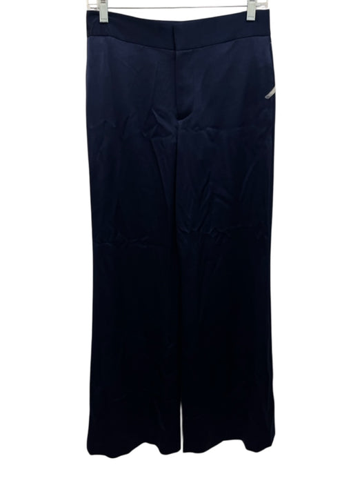 Alice + Olivia Size 2 Navy Triacetate Blend Zip & Hook Closure Wide Leg Pants Navy / 2