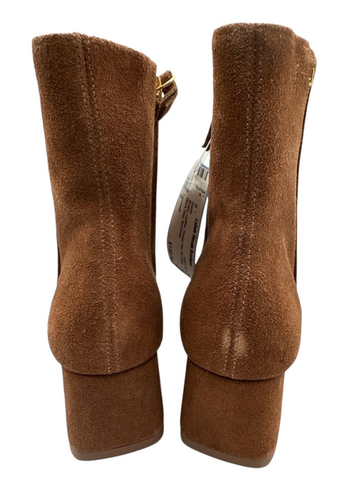 Larroude Shoe Size 5 Brown Leather Round Toe Zip Close Block Heel Boots Brown / 5