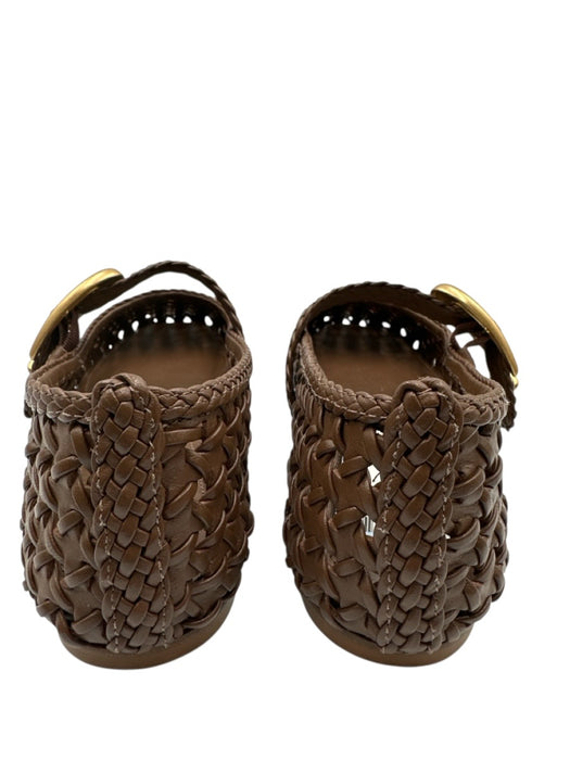 Larroude Shoe Size 5 Brown Leather Woven Buckle Ankle Shoes Brown / 5