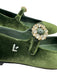 Larroude Shoe Size 5 Green Textile Velvet Jeweled Buckle Flat Shoes Green / 5