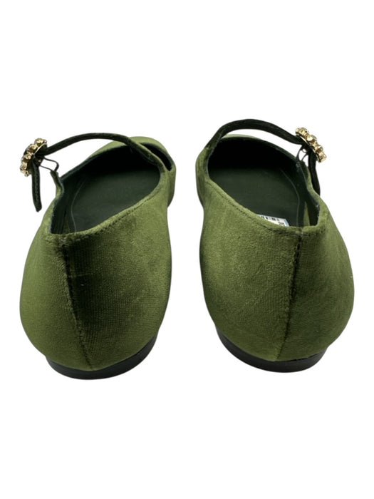 Larroude Shoe Size 5 Green Textile Velvet Jeweled Buckle Flat Shoes Green / 5