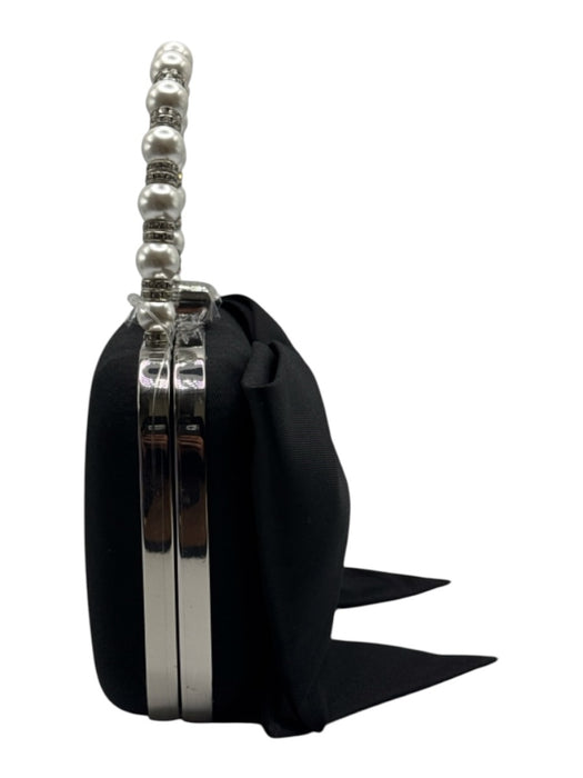 Sachin & Babi Black & White Polyester Bow Pearl & Rhinestone Detail Handle Bag Black & White / Small