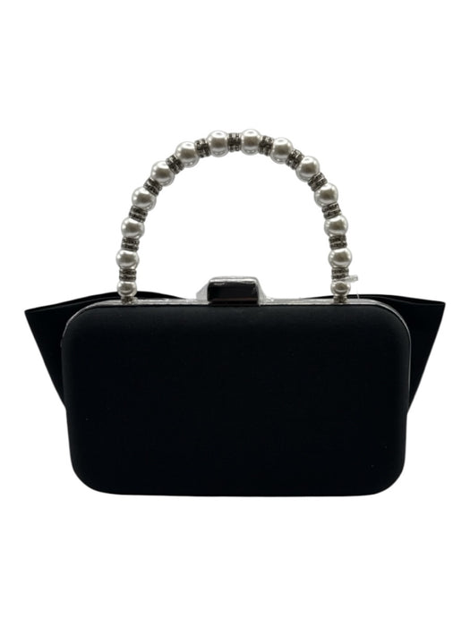 Sachin & Babi Black & White Polyester Bow Pearl & Rhinestone Detail Handle Bag Black & White / Small