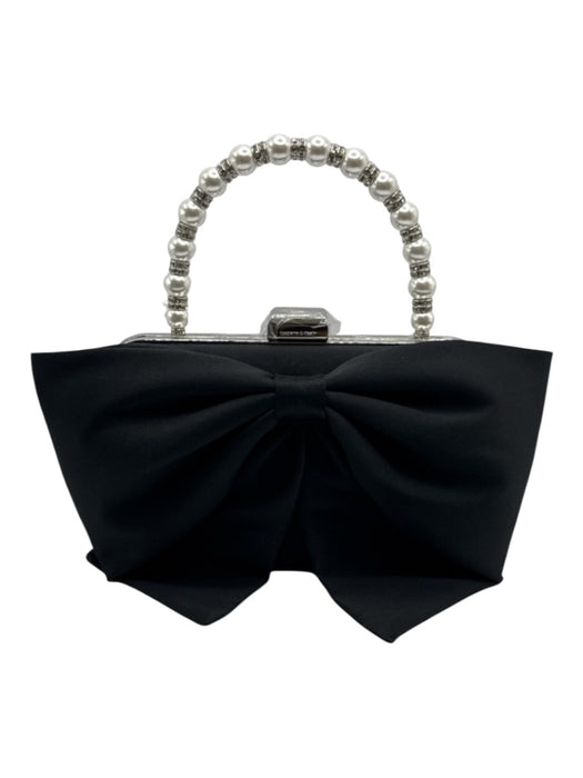 Sachin & Babi Black & White Polyester Bow Pearl & Rhinestone Detail Handle Bag Black & White / Small