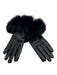 Linda Richards Black Leather Fox Trim lined Gloves Black