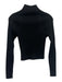 Alice & Olivia Size S Black Wool Blend Rib Knit Mock Neck Long Sleeve Sweater Black / S