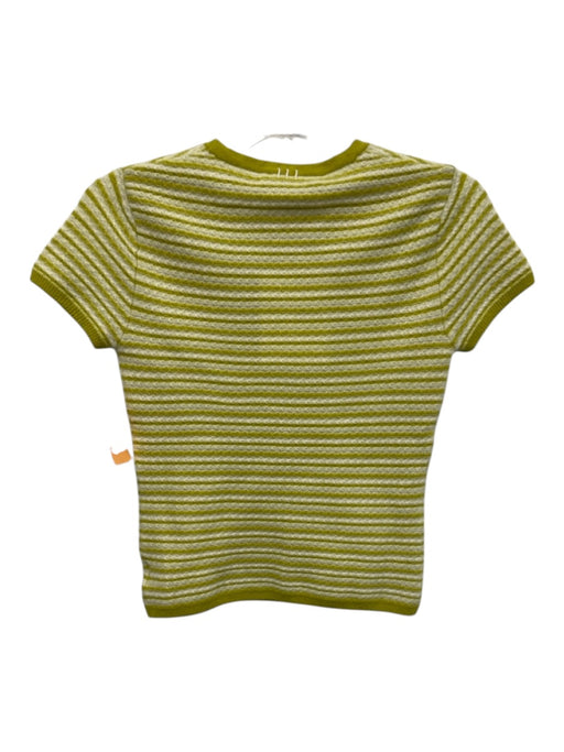 White + Warren Size XS Split Pea Green & Cream Cashmere Knit Sweater Split Pea Green & Cream / XS