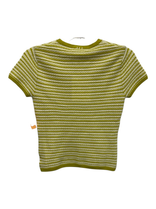 White + Warren Size XS Split Pea Green & Cream Cashmere Knit Sweater Split Pea Green & Cream / XS