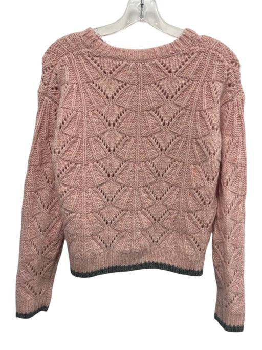 Autumn Cashmere Size XS Rose Pink Cashmere Open Knit GRAY TRIM Sweater Rose Pink / XS