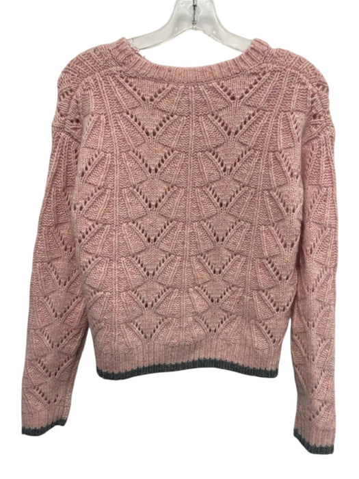 Autumn Cashmere Size XS Rose Pink Cashmere Open Knit GRAY TRIM Sweater Rose Pink / XS