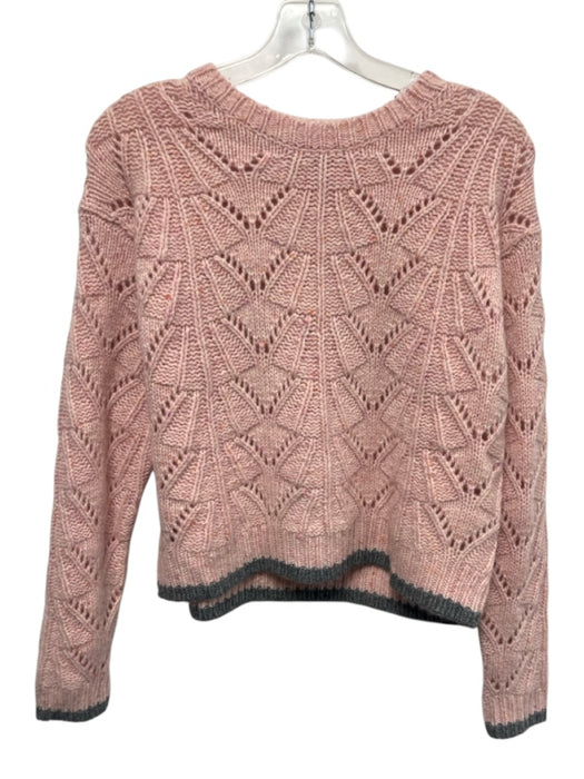 Autumn Cashmere Size XS Rose Pink Cashmere Open Knit GRAY TRIM Sweater Rose Pink / XS