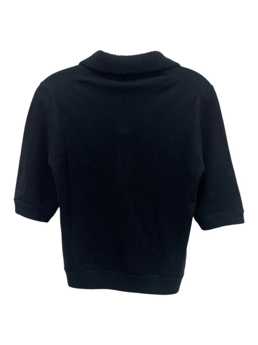 Kinross Size XS Black Cashmere Knit Ribbed Accent 1/2 sleeve Sweater Black / XS