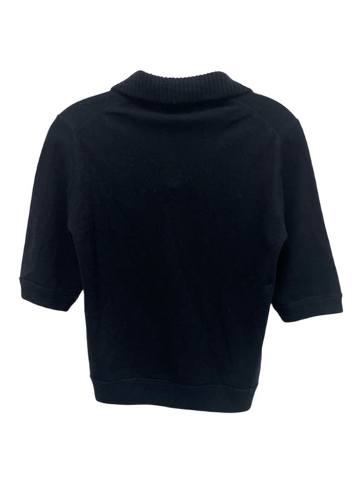 Kinross Size XS Black Cashmere Knit Ribbed Accent 1/2 sleeve Sweater Black / XS