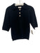 Kinross Size XS Black Cashmere Knit Ribbed Accent 1/2 sleeve Sweater Black / XS