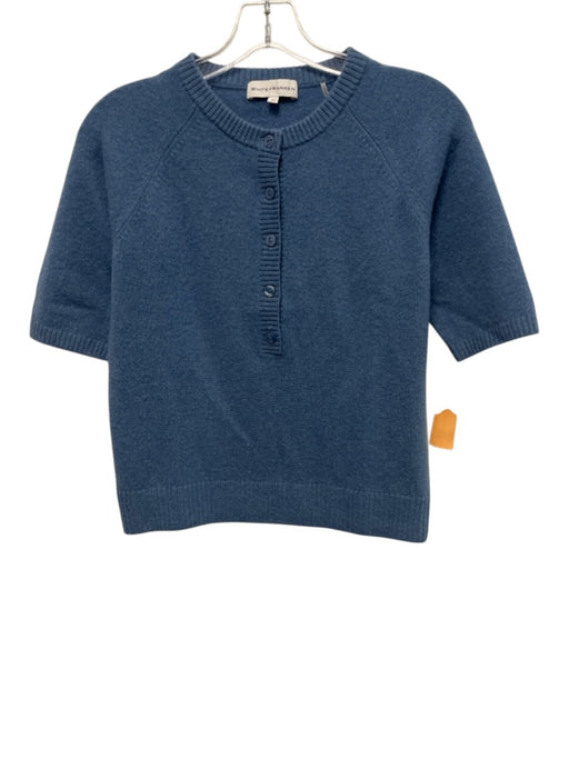 White + Warren Size XS Light Blue Cashmere Knit 1/2 Sleeve 1/2 Button Sweater Light Blue / XS