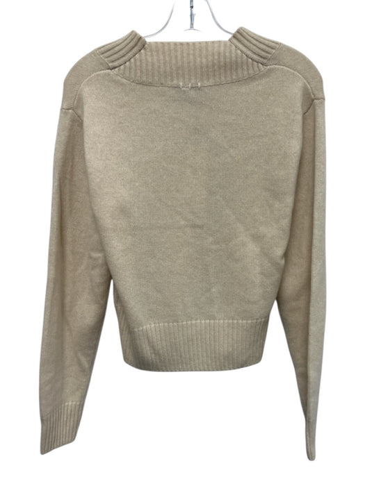 White + Warren Size XS Beige Cashmere Rib Knit V Neck Ribbed Accents Sweater Beige / XS