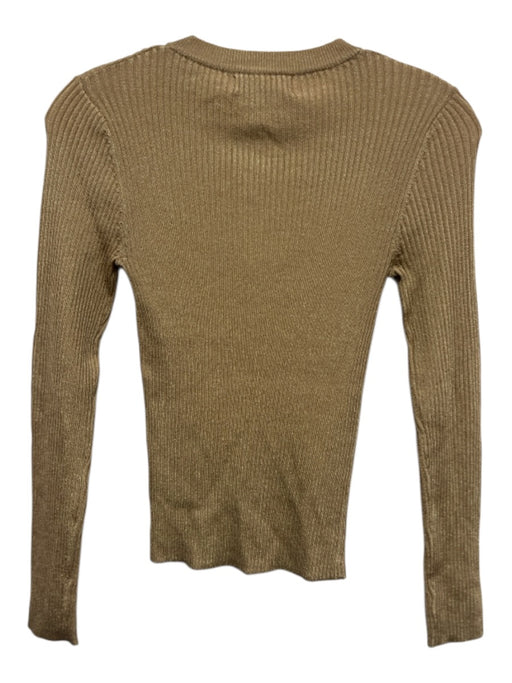 Karina Grimaldi Size XS Tan & Gold Viscose Metallic Thread Patch Pocket Sweater Tan & Gold / XS