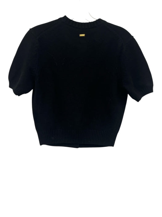 Toccin NY Size XS Black & Gold Cashmere Short Sleeve Rib Knit Cardigan Sweater Black & Gold / XS