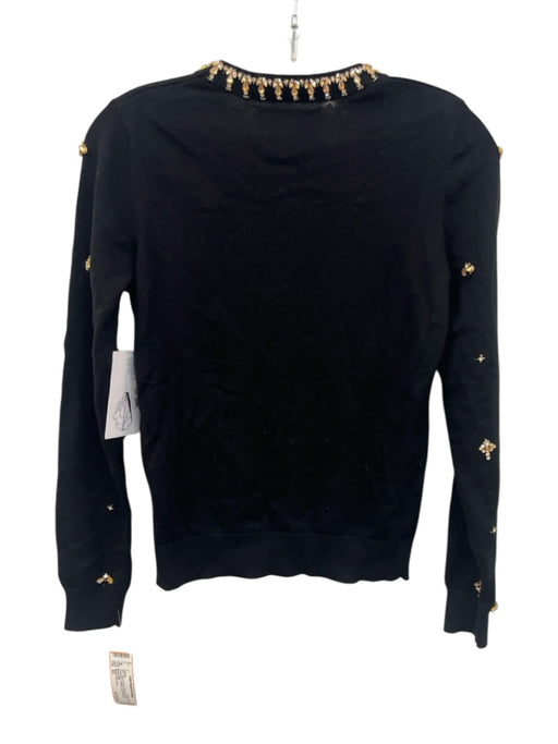 Mestiza New York Size XS Black & Gold Cotton Rib Knit Rhinestone Sweater Black & Gold / XS