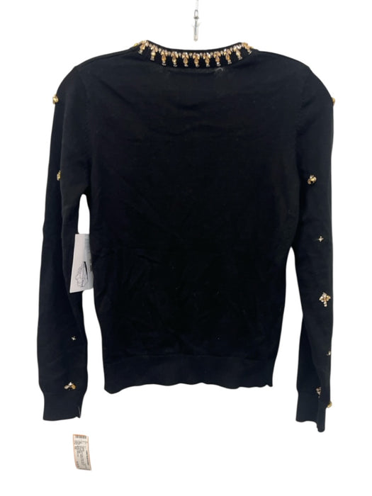 Mestiza New York Size XS Black & Gold Cotton Rib Knit Rhinestone Sweater Black & Gold / XS