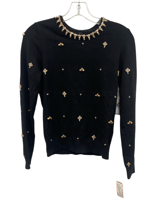 Mestiza New York Size XS Black & Gold Cotton Rib Knit Rhinestone Sweater Black & Gold / XS