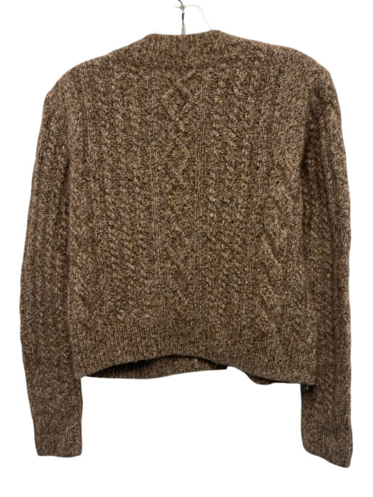 Autumn Cashmere Size XS Brown Cashmere Heathered Button Front Cable Knit Sweater Brown / XS