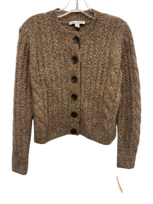 Autumn Cashmere Size XS Brown Cashmere Heathered Button Front Cable Knit Sweater Brown / XS