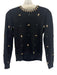 Mestiza New York Size S Black & Gold Cotton Rib Knit Rhinestone Collared Sweater Black & Gold / S