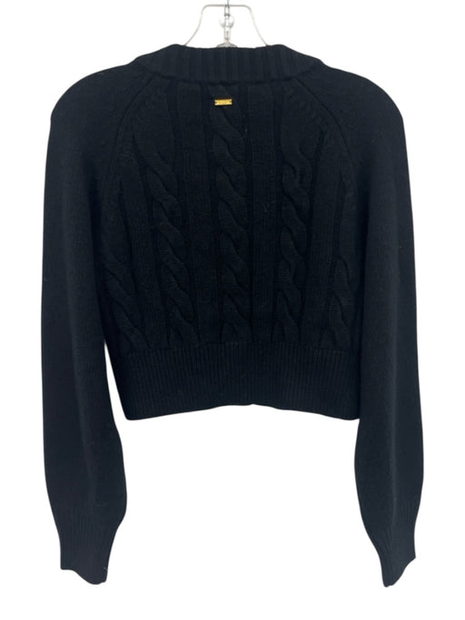 Toccin NY Size S Black Cashmere Rib Knit Cable Mock Collar Cardigan Sweater Black / S