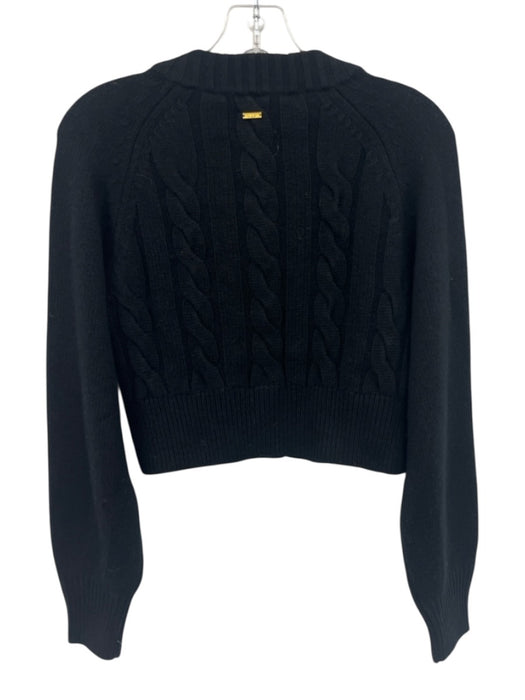 Toccin NY Size S Black Cashmere Rib Knit Cable Mock Collar Cardigan Sweater Black / S