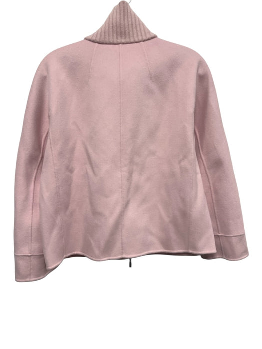Kinross Size XS Rose Pink Wool & Cashmere Ribbed Collar Pockets Zip Up Jacket Rose Pink / XS