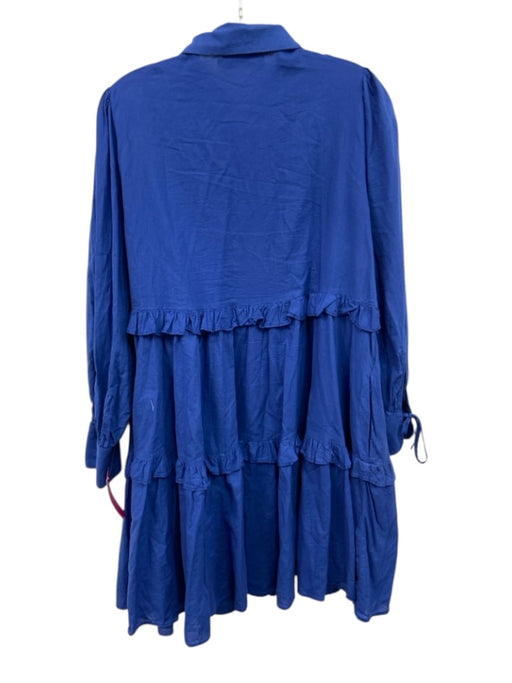 Devotion Twins Size S Royal Blue Cotton Button Down Tiered Long Sleeve Dress Royal Blue / S