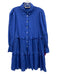 Devotion Twins Size S Royal Blue Cotton Button Down Tiered Long Sleeve Dress Royal Blue / S